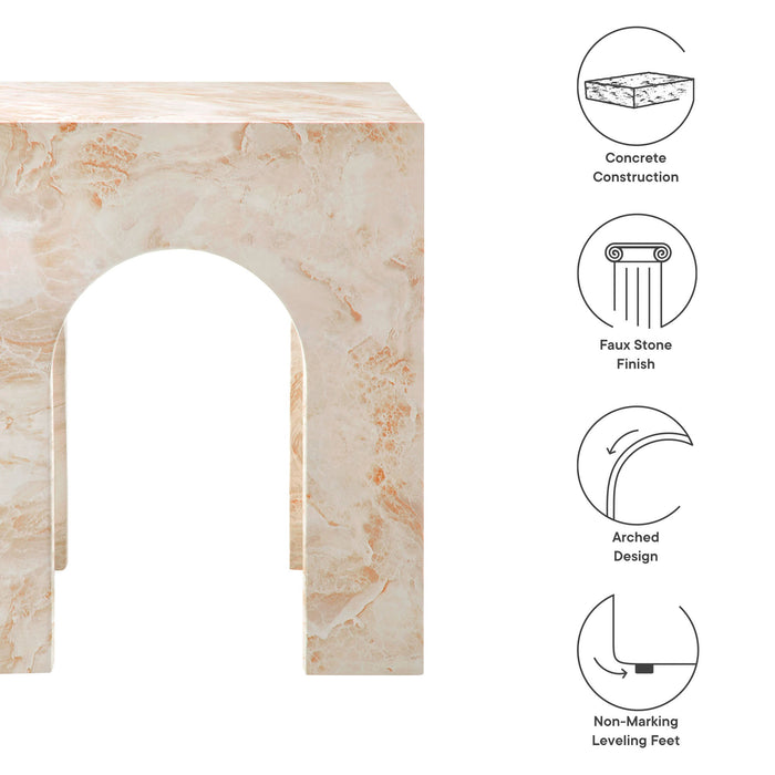 Valen Square Indoor - Outdoor Patio Arched Concrete Side Table