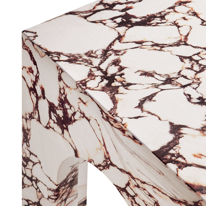 Valen Square Indoor - Outdoor Patio Arched Concrete Side Table