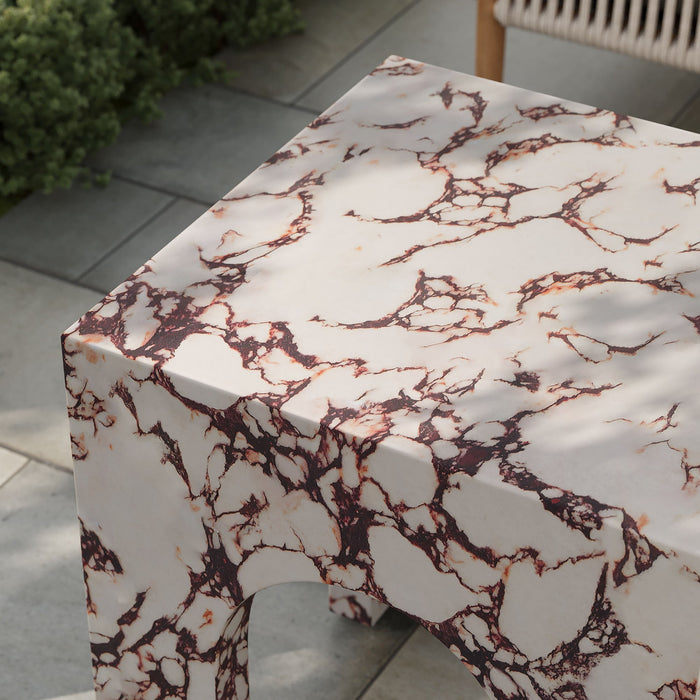 Valen Square Indoor - Outdoor Patio Arched Concrete Side Table