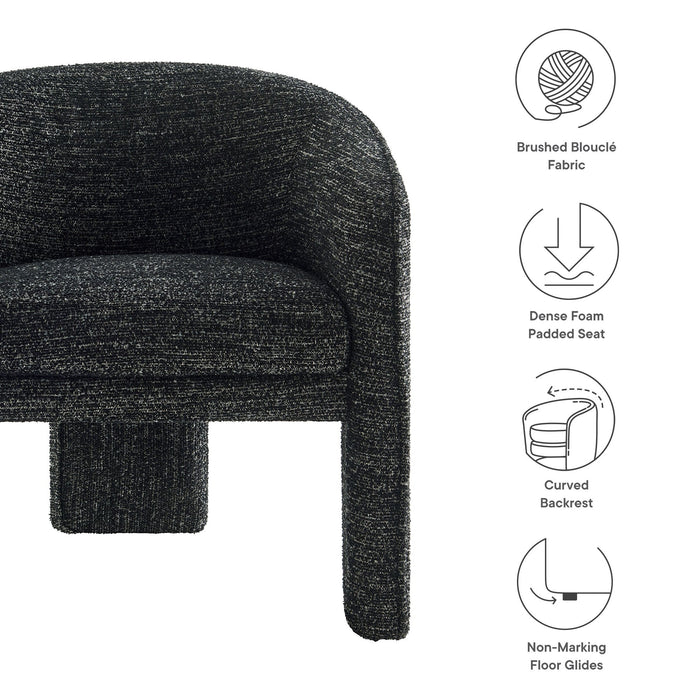 Modway Greer Barrel Accent Chair Living Room Furniture in Black - Side View