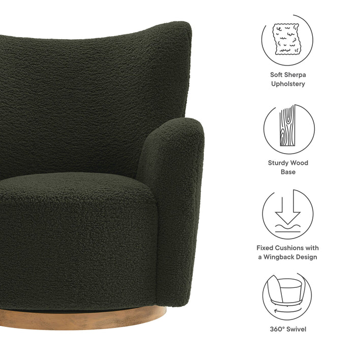 Modway Montrose Wingback Sherpa Swivel Accent Chair Living Room Furniture - View 10