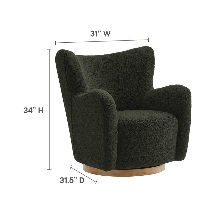 Modway Montrose Wingback Sherpa Swivel Accent Chair Living Room Furniture - View 11