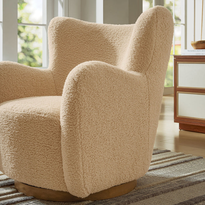 Modway Montrose Wingback Sherpa Swivel Accent Chair Living Room Furniture - View 20