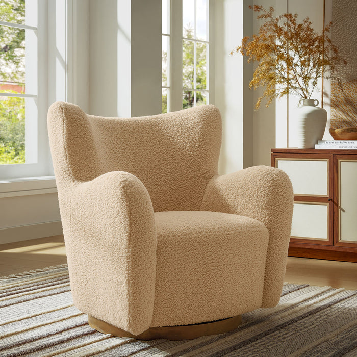 Modway Montrose Wingback Sherpa Swivel Accent Chair Living Room Furniture - View 17