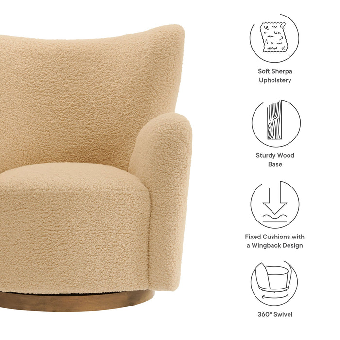Modway Montrose Wingback Sherpa Swivel Accent Chair Living Room Furniture - View 18