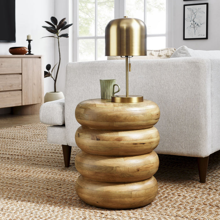 Ellery Round Stacked Wood Side Table