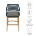 Wellspring Outdoor Patio Teak and Rope Counter Stool Blue Graphite