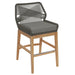 Wellspring Outdoor Patio Teak and Rope Counter Stool Gray Graphite
