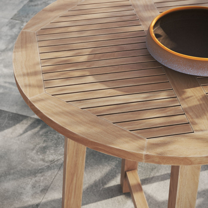 Wellspring 36" Outdoor Patio Teak Wood Bar Table Natural