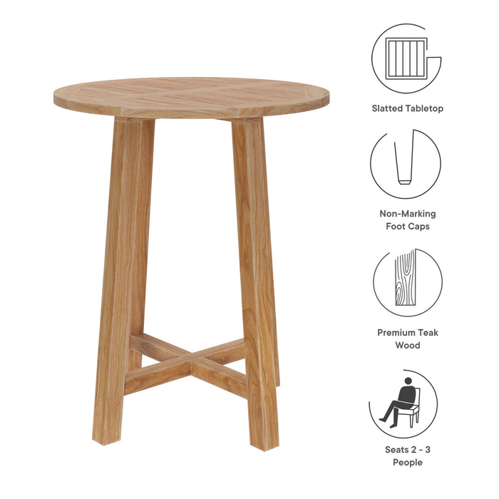 Wellspring 36" Outdoor Patio Teak Wood Bar Table Natural