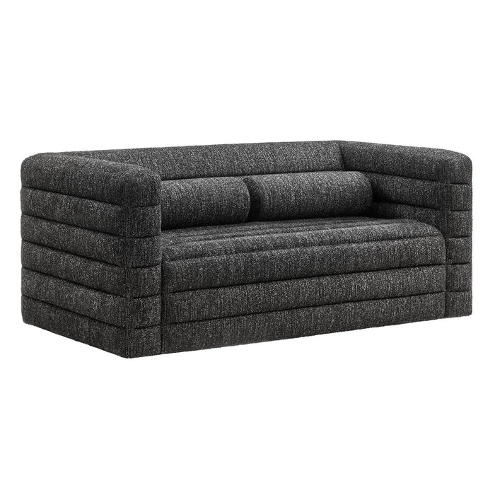 Modway Relle Channel Tufted Boucle Upholstered Loveseat Living Room Furniture in Gray