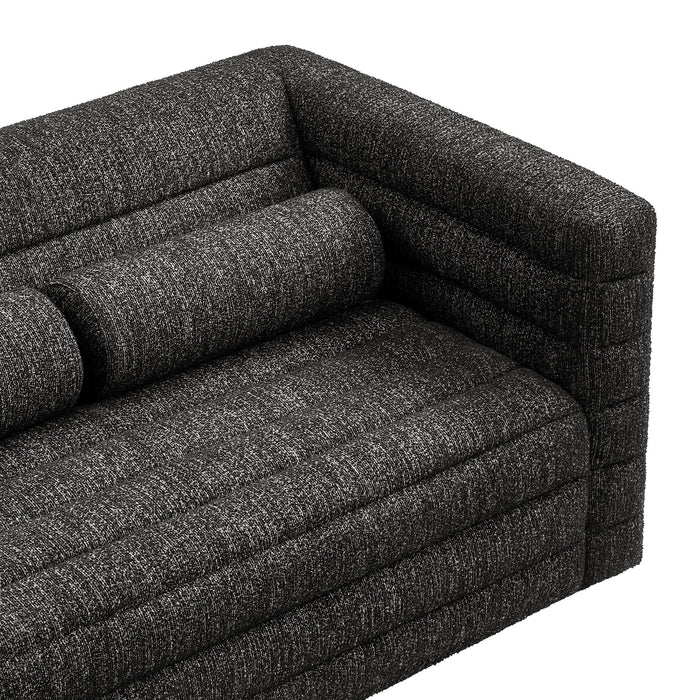 Modway Relle Channel Tufted Boucle Upholstered Loveseat Living Room Furniture - Installation View