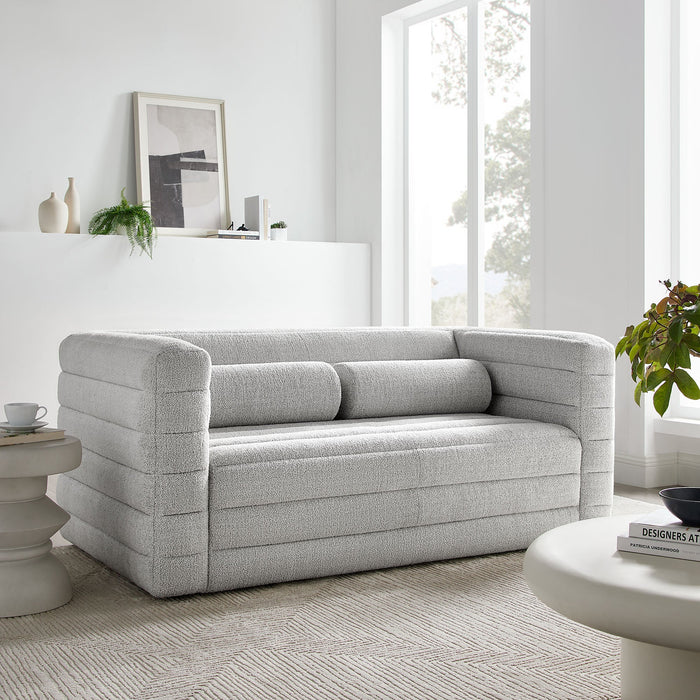 Modway Relle Channel Tufted Boucle Upholstered Loveseat Living Room Furniture - View 9