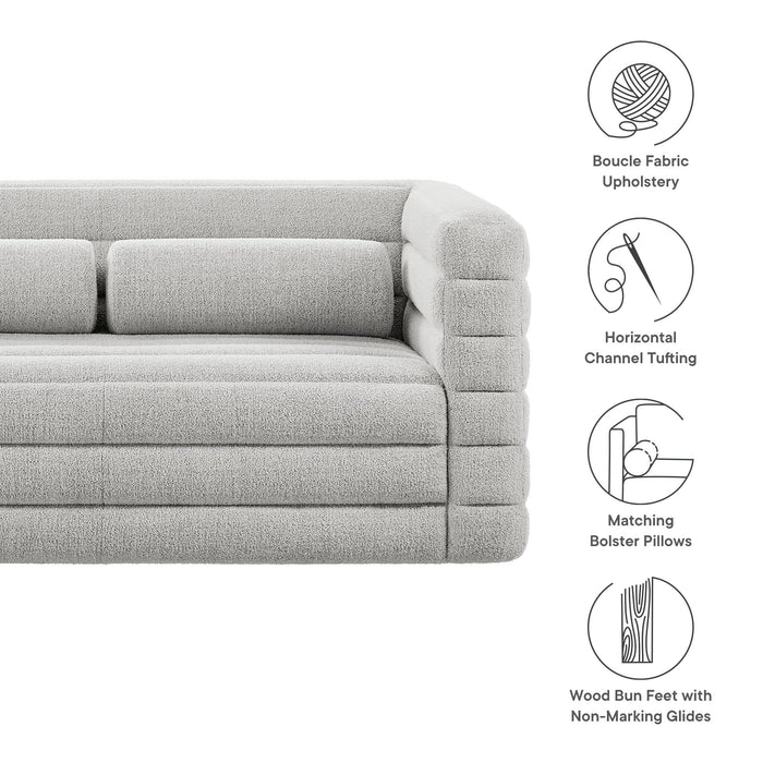 Modway Relle Channel Tufted Boucle Upholstered Loveseat Living Room Furniture - View 10