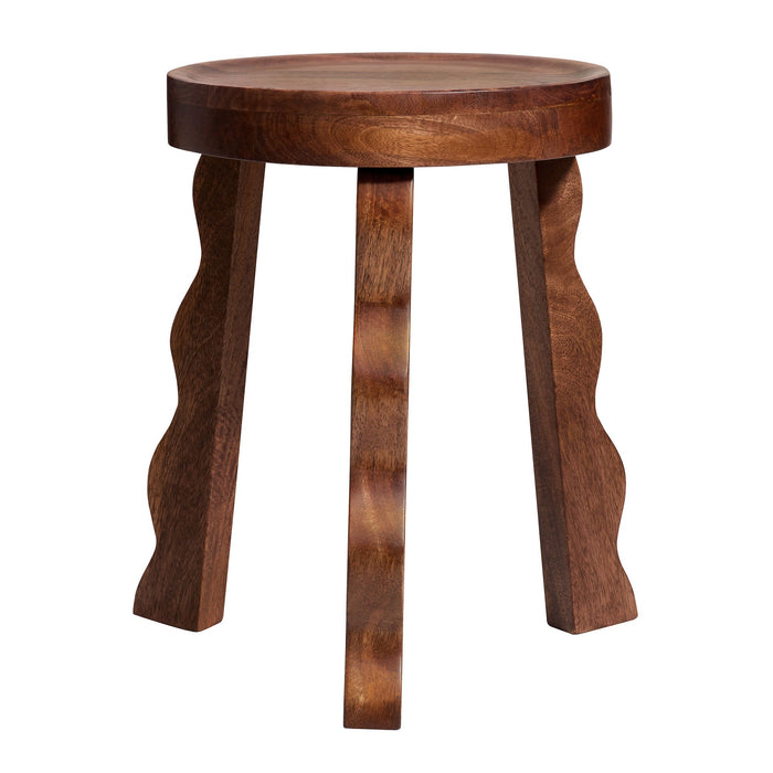 Modway Sorrel Carved Wood Stool Living Room Furniture in Brown