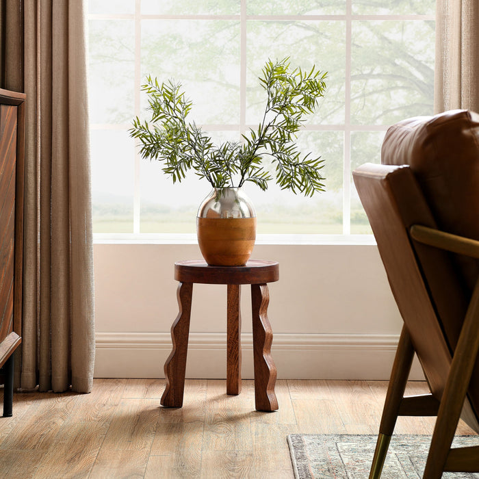 Modway Sorrel Carved Wood Stool Living Room Furniture - Close-Up