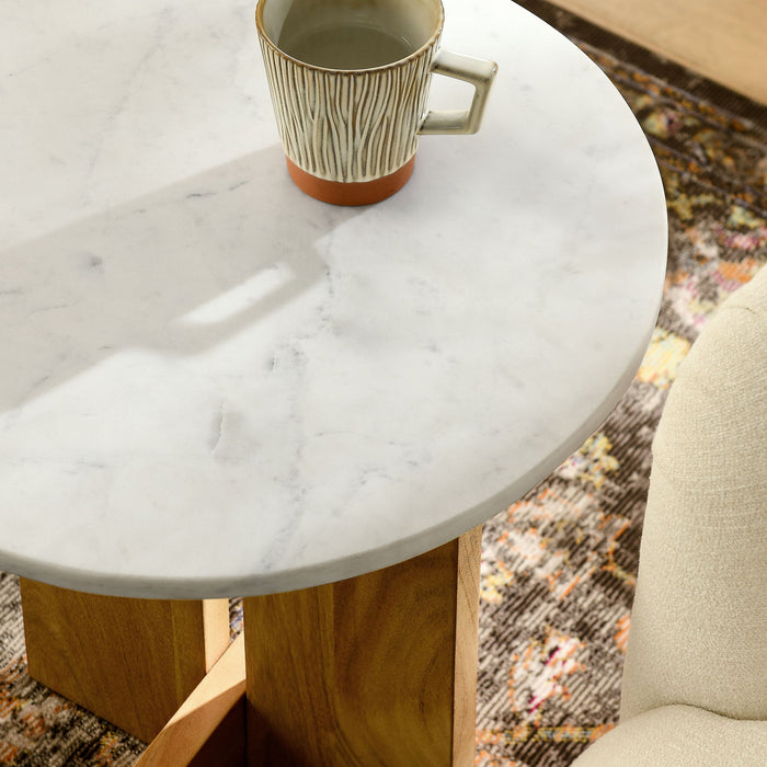 Modway Tarin Acacia Wood and Marble Side Table Living Room Furniture - Dimensions