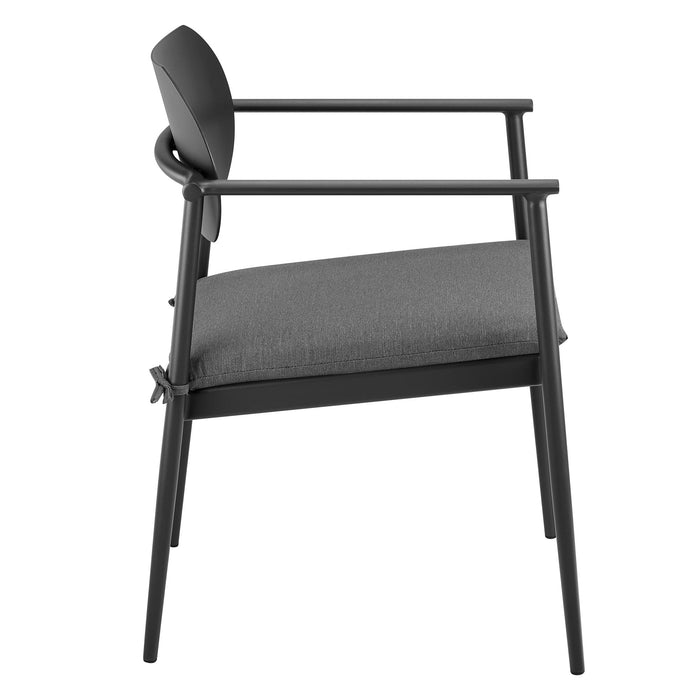 Aeris Stackable Outdoor Patio Aluminum Dining Armchair Set of 2 Charcoal