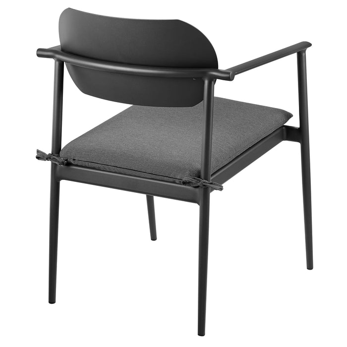 Aeris Stackable Outdoor Patio Aluminum Dining Armchair Set of 2 Charcoal