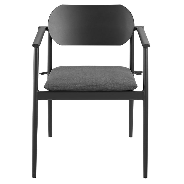 Aeris Stackable Outdoor Patio Aluminum Dining Armchair Set of 2 Charcoal