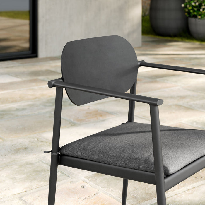Aeris Stackable Outdoor Patio Aluminum Dining Armchair Set of 2 Charcoal