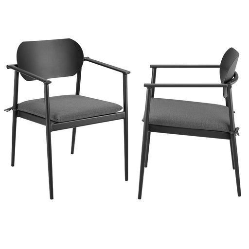 Aeris Stackable Outdoor Patio Aluminum Dining Armchair Set of 2 Charcoal