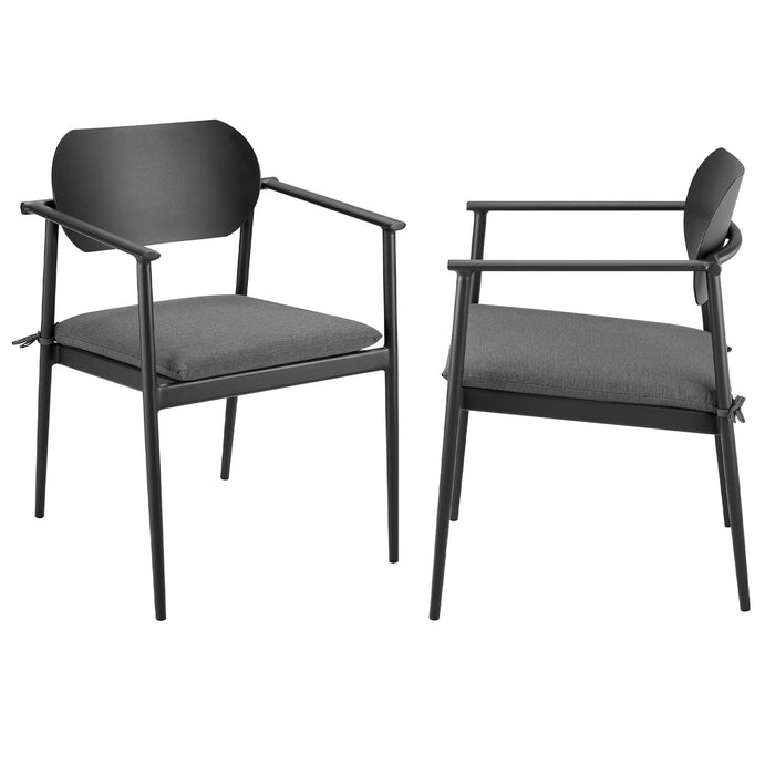 Aeris Stackable Outdoor Patio Aluminum Dining Armchair Set of 2 Charcoal