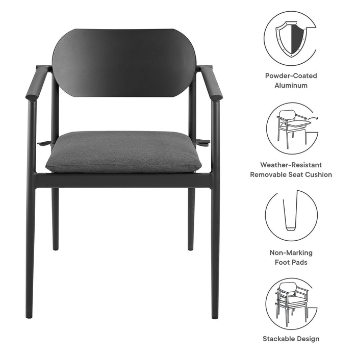 Aeris Stackable Outdoor Patio Aluminum Dining Armchair Set of 2 Charcoal