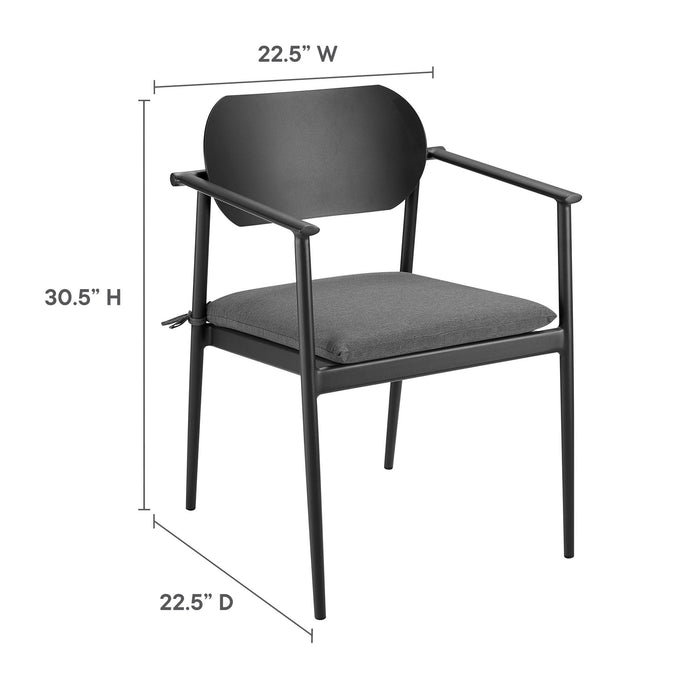 Aeris Stackable Outdoor Patio Aluminum Dining Armchair Set of 2 Charcoal