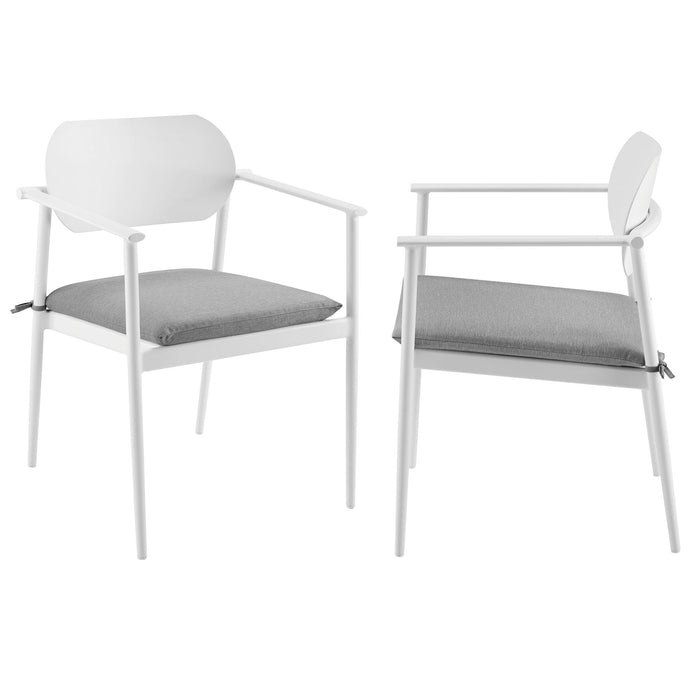 Aeris Stackable Outdoor Patio Aluminum Dining Armchair Set of 2 White