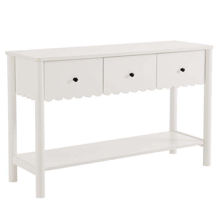 Emmeline 3-Drawer Scalloped Console Table