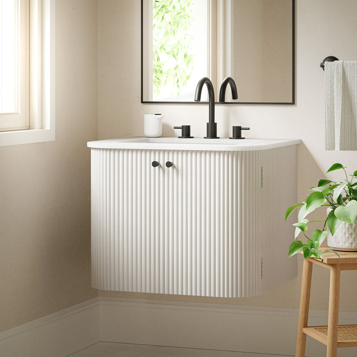 Zia Wall-Mount Bathroom Vanity with Marble Sink