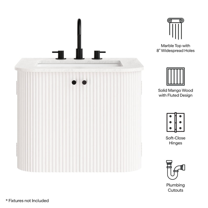 Zia Wall-Mount Bathroom Vanity with Marble Sink