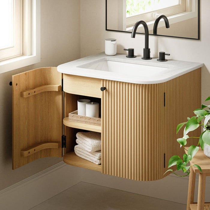 Zia Wall-Mount Bathroom Vanity with Marble Sink