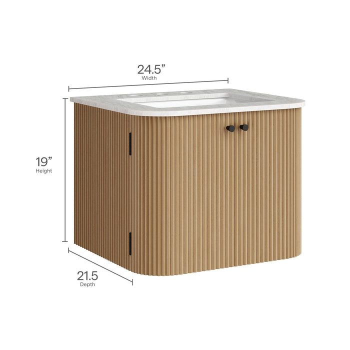 Zia Wall-Mount Bathroom Vanity with Marble Sink