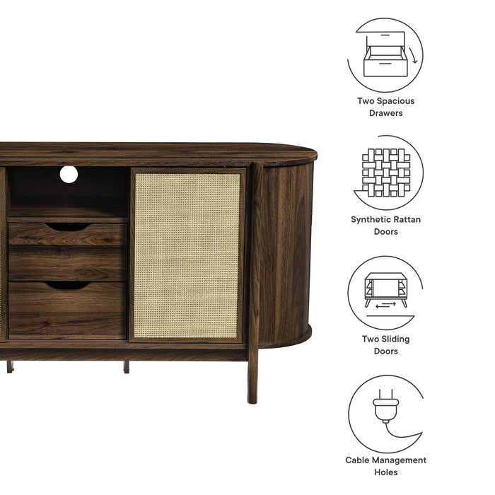 Modway Reid 63" Curved Sideboard Living Room Furniture in Brown - Side View