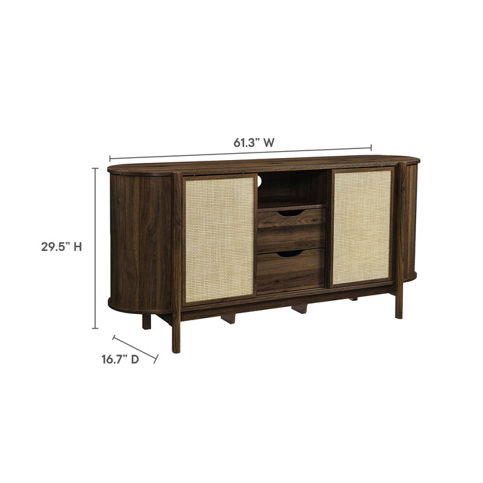 Modway Reid 63" Curved Sideboard Living Room Furniture in Brown - Detail View