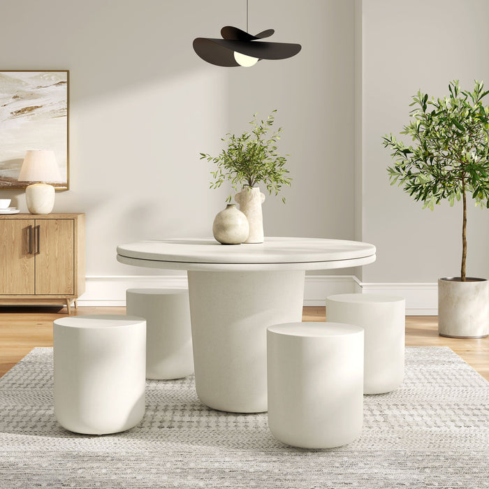 Brion Indoor - Outdoor Patio Concrete 5 Piece Dining Table Set