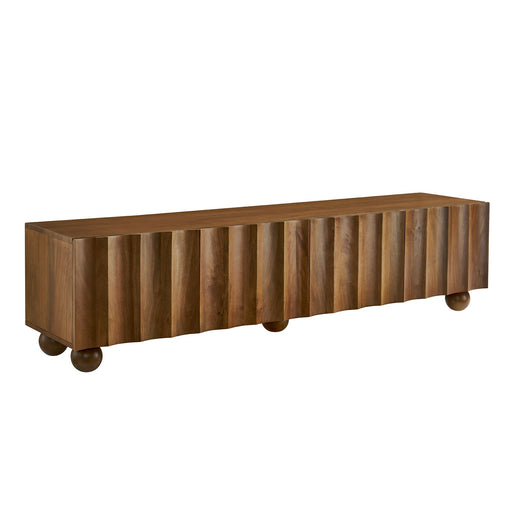 Modway Sorren Scalloped 71" Wood TV Stand Living Room Furniture in Brown
