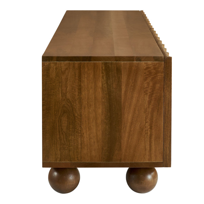 Modway Sorren Scalloped 71" Wood TV Stand Living Room Furniture - Lifestyle View