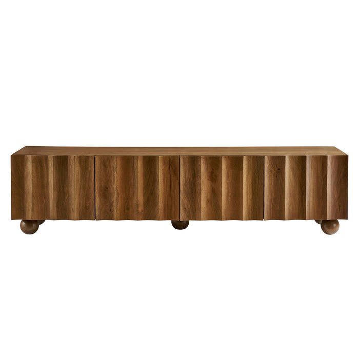 Modway Sorren Scalloped 71" Wood TV Stand Living Room Furniture - Dimensions