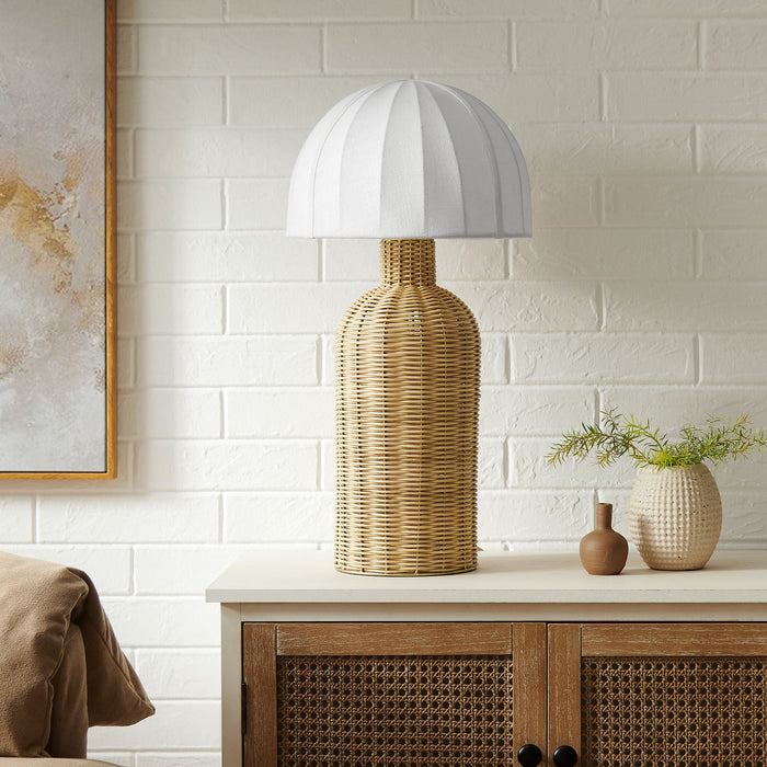Santo Rattan Table Lamp With Dome Shade