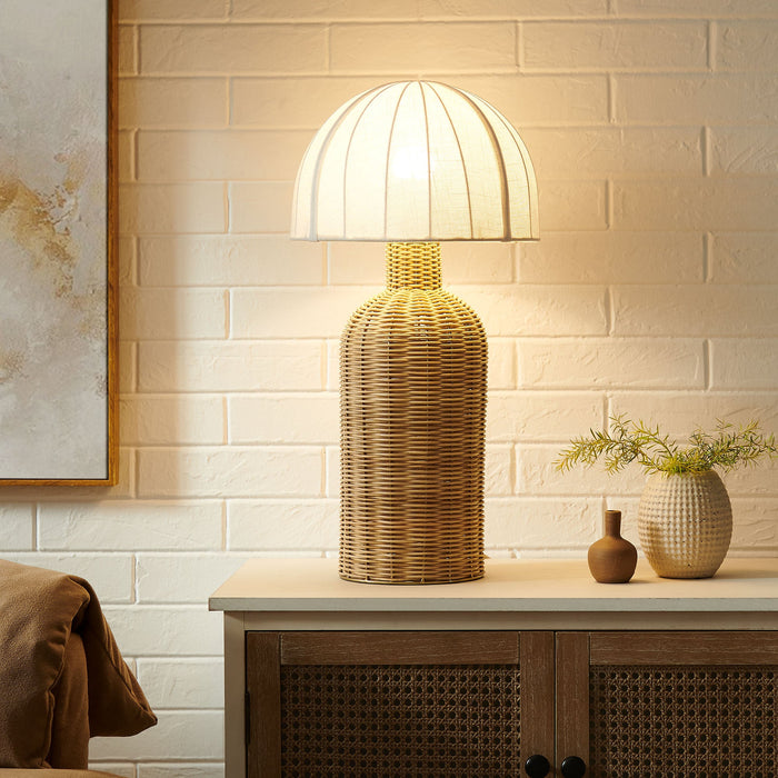 Modway Santo Rattan Table Lamp With Dome Shade Living Room Furniture - Close-Up