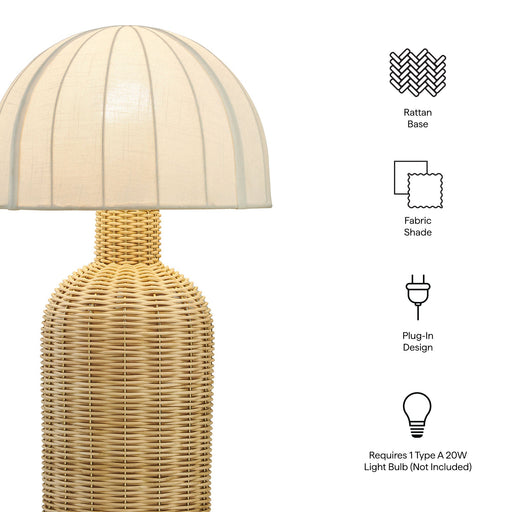Modway Santo Rattan Table Lamp With Dome Shade Living Room Furniture in White - Side View