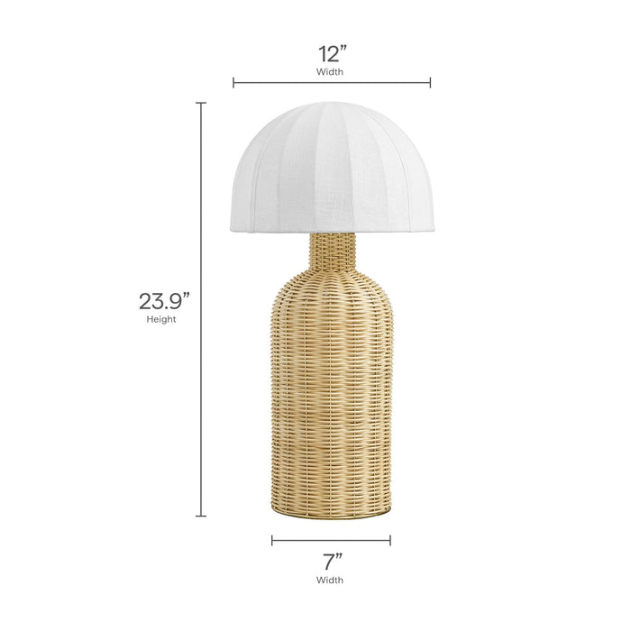 Modway Santo Rattan Table Lamp With Dome Shade Living Room Furniture in White - Detail View
