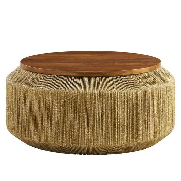 Modway Maris Seagrass and Wood Coffee Table Living Room Furniture in Brown