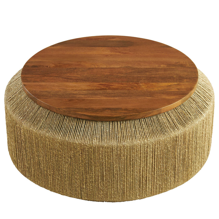 Modway Maris Seagrass and Wood Coffee Table Living Room Furniture - Lifestyle View