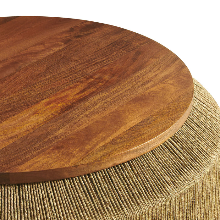 Modway Maris Seagrass and Wood Coffee Table Living Room Furniture - Dimensions