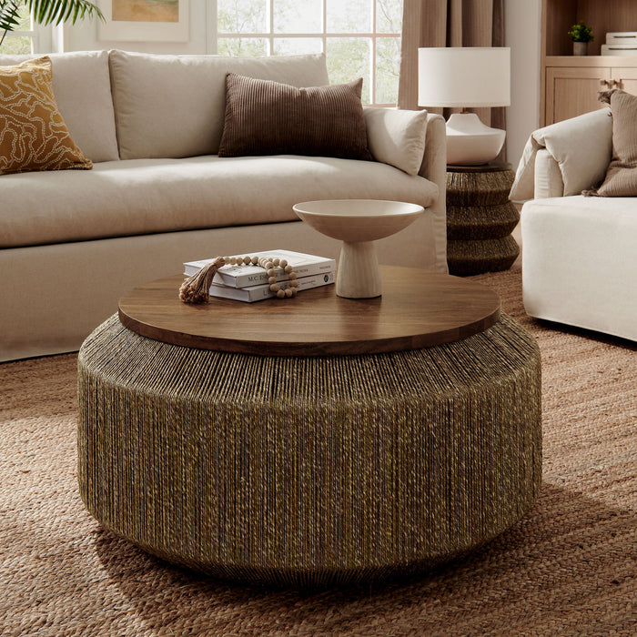 Maris Seagrass and Wood Coffee Table