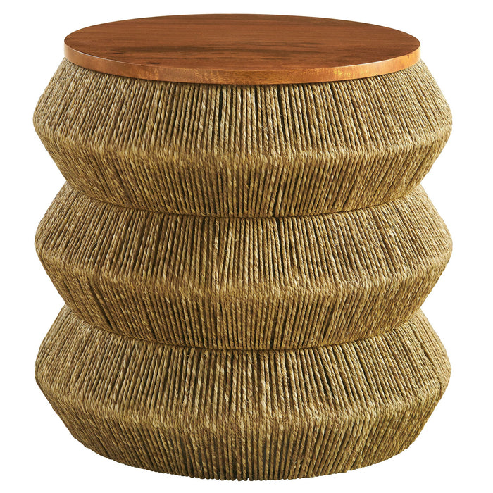 Modway Maris Seagrass and Wood End Table Living Room Furniture in Brown